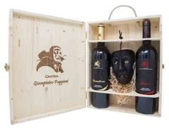 Confezioni legno due vini rossi + maschera mamuthone ceramica